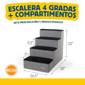 K&H Pet Products – Escalera Plegable para Mascotas con Almacenaje 4 Escalones