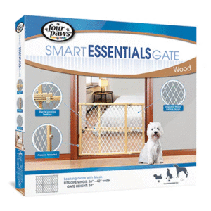 Four Paws® Locking Wood Gate with Mesh – Barrera de Madera y Malla