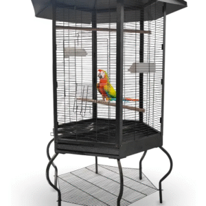 Jaula para Aves Grande Pets Pioneer – Hexagonal de 183 cm con Ruedas y Techo Protector