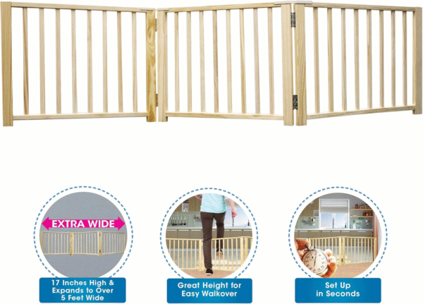 Four Paws Puerta Plegable de Madera 3 Paneles